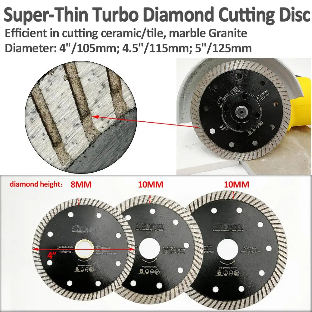 115MM Diamond hot pressed superthin diamond turbo blade For hard material ceramic tile granite cutting