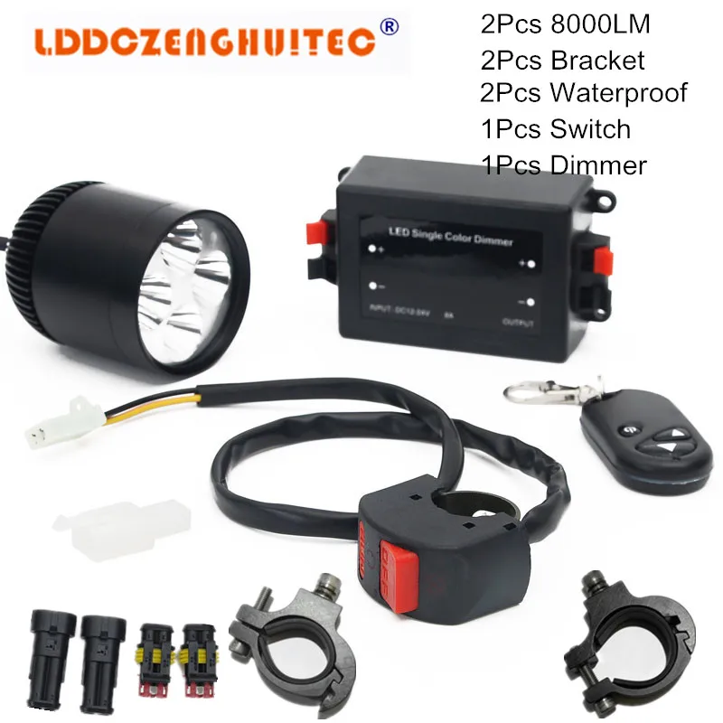 

LDDCZENGHUITEC Universal Led Motorcycle Fog Spot Light Upper Low Beam Flash Head Lamp Waterproof Working Bulb with switch