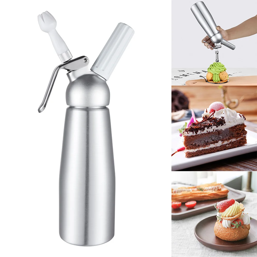 

500ml Aluminum Whipped Cream Dispenser Pint Gourmet Whipper Decorating Cream Foamer Gun With 3 Nozzles Cake Tools
