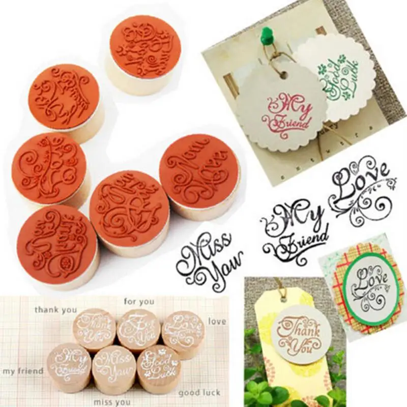 

New Assorted Retro Vintage Floral Flower Pattern Round Wooden Rubber Stamp for Scrapbook Free Shipping