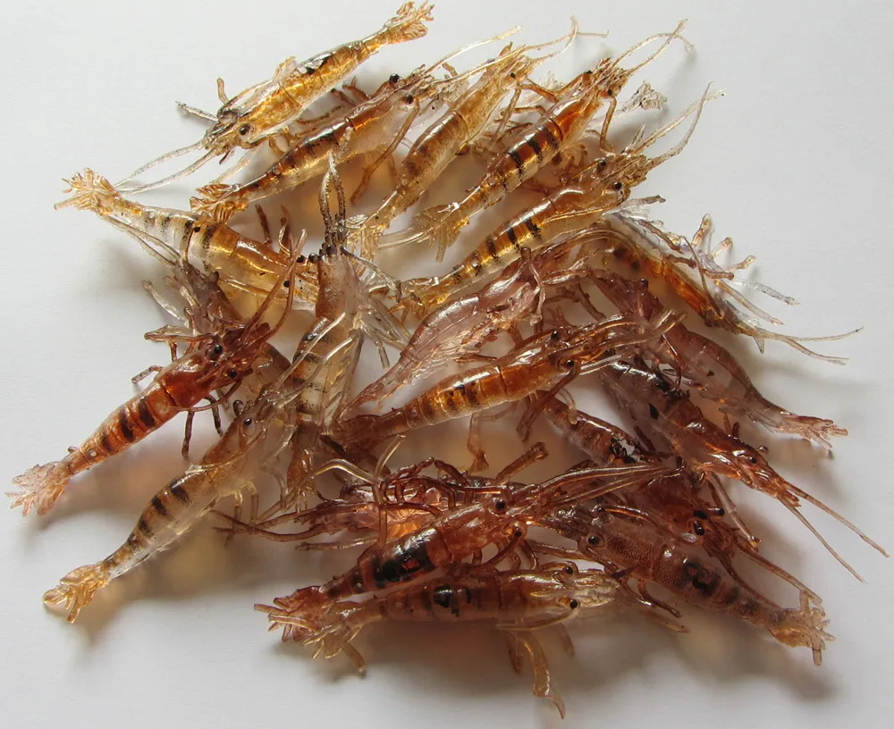 20pcs Soft Brown Prawn Shrimp Yabbie Fishing Lure 65mm Fishing Tackle