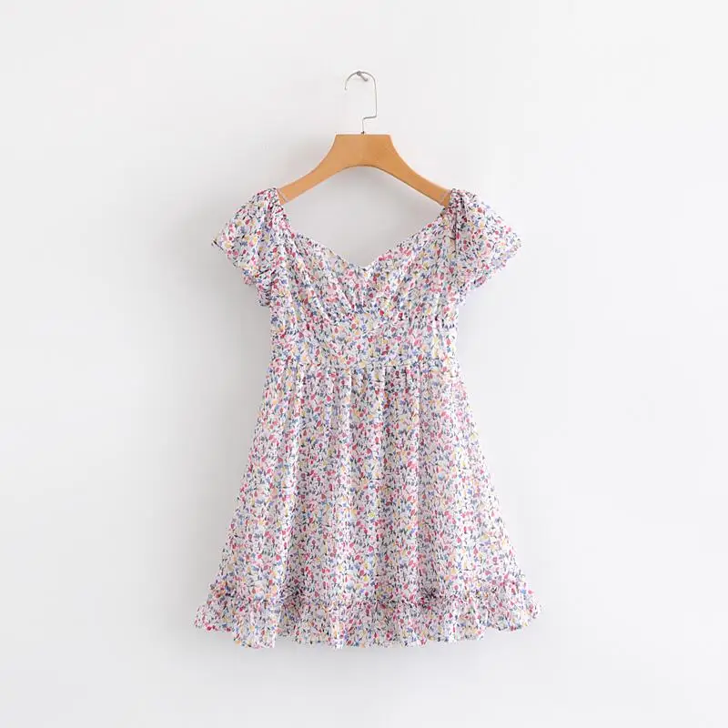 

2019 Floral Print Ruffles Mini Women Dress Summer Sexy Off Shoulder Slash neck Boho Beach Short dresses Party vestidos#N765