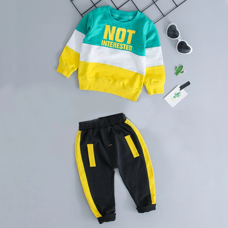 Koop Kids Peuter Jongen Meisje Casual Kleding Set 2019 Nieuwste Lente Voor Peuter Brief Lange Mouw t shirt + Broek Outfit 1 2 3 4 jaar