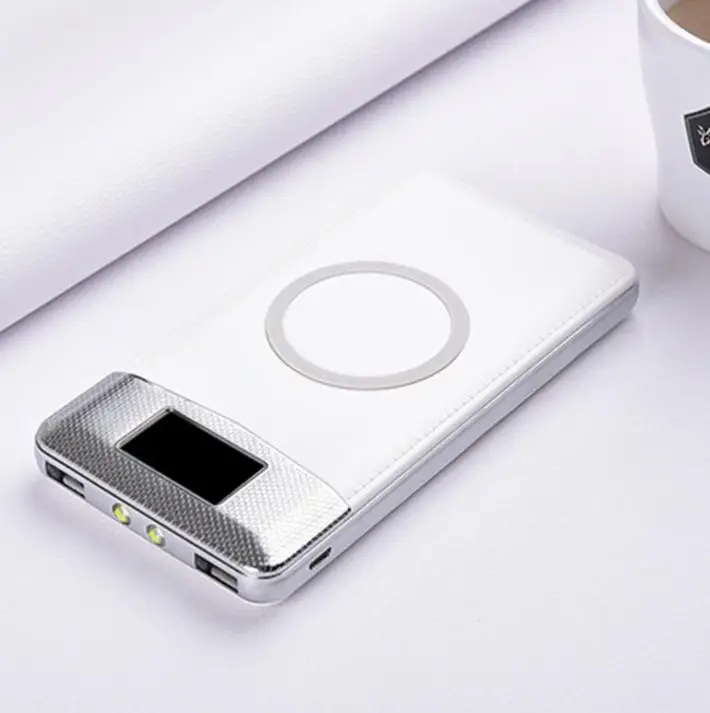 10000 мАч портативное зарядное устройство Qi Беспроводное зарядное устройство для iPhone X 8 samsung S6 S7 S8 S9 тонкий Банк питания мобильное беспроводное зарядное утройство для телефона - Цвет: Белый