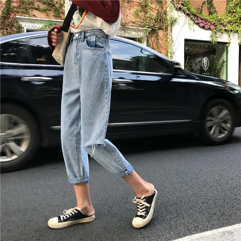 Boyfriend style Джинсы с эффектом пуш ап женские белые джинсы 2019 новые корейские