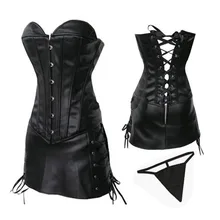 Gothic Corset Mini Dress Faux Leather Corset Dress PLUS SIZE 6XL overbust steampunk lingerie corsets and bustiers