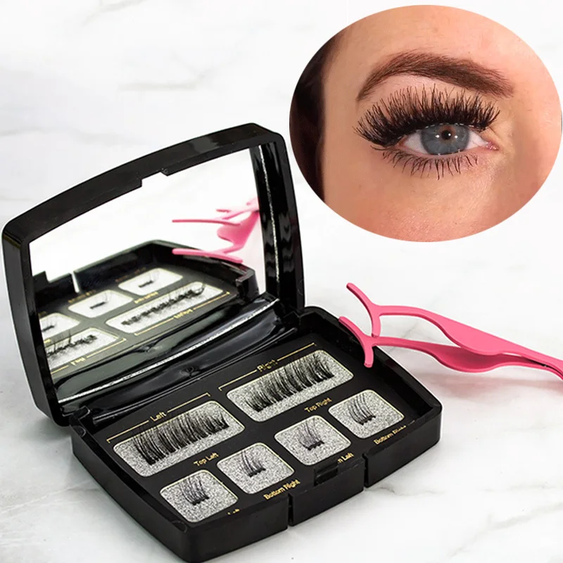 Handmade sem Cola com Cílios Natural Magnético Falso Cílios Extensão Reutilizável Aplicador 6 Pçs - Set 1 Cílios postiços