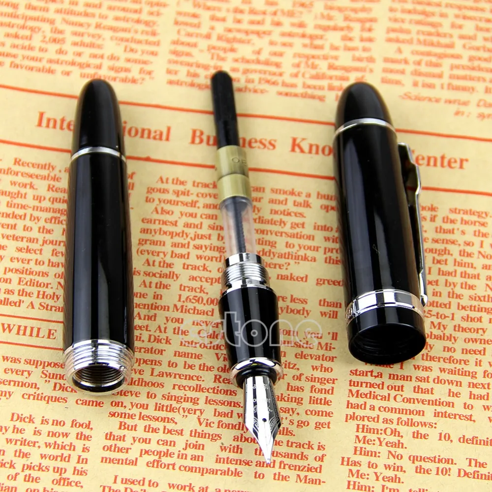 Jinhao 159 черный и серебристый М перо авторучка Толстая