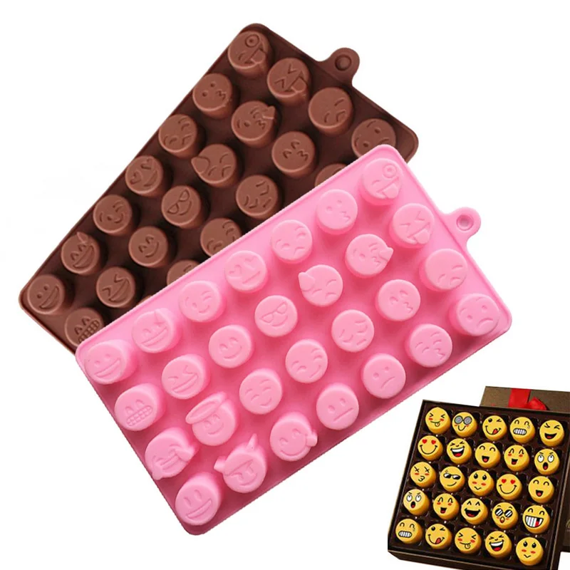 

28 Grids Cute Emoji Chocolate Cookies Fondant Silicone Cake Mold Silikon Form Diy Baking Pastry Tools Kitchen Accessories