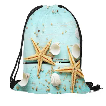 

Custom starfish Drawstring Backpack Silk Soft Bag Large Sapacity More Size Custom You Image