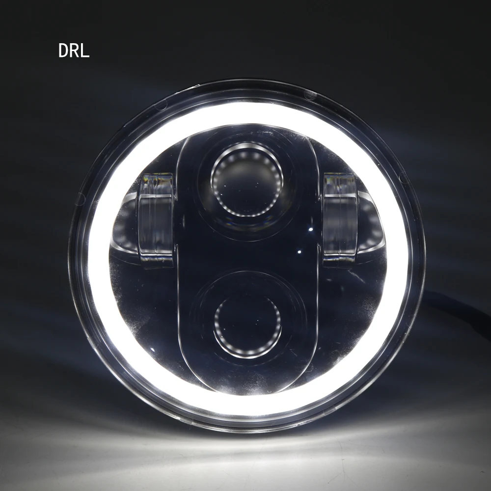 Черный 5-3/" 5,75 дюймов светодиодный прожектор с белым/янтарным Halo кольцом для Dyna Sportster XL 1200 883
