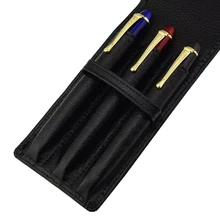 Кожаный чехол-карандаш из воловьей кожи, чехол/сумка для 3 ручек, черный держатель для ручек/сумка высокого качества для мужчин и женщин