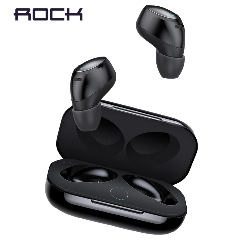 

ROCK Portable TWS Wireless Stereo Bluetooth Earphone with Mic Universal Mini Wireless Handsfree Earbuds with Charger Battery Box