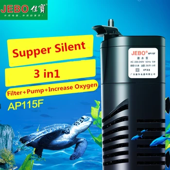 

JEBO Series Aquarium Tank Filter 5W Multi-Function Submersible Filter Plastic 220v-240v Fish Tank Submersible Pump Spray AP115F