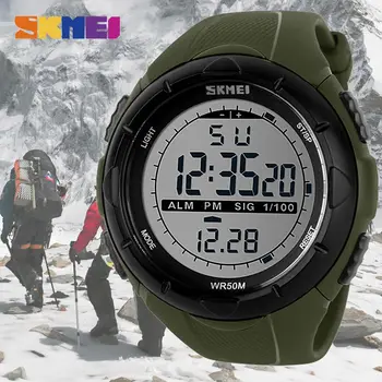 

Skmei Brand Men Man Climbing Sports Digital Wristwatches Big Dial Military Watches Alarm Shock Resistant Waterproof Watch 1025