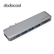 Dodocool алюминия Dual USB C концентратор с 3 USB 3,0 SD/TF Card Reader Тип-C Hub зарядки thunderbolt передачи данных для Macbook Pro