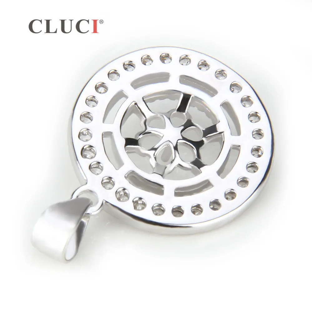 Round 925 Sterling Silver Charms Pendant Women Jewelry Silver 925 Pearl Pendant Mounting Necklace SP031SB