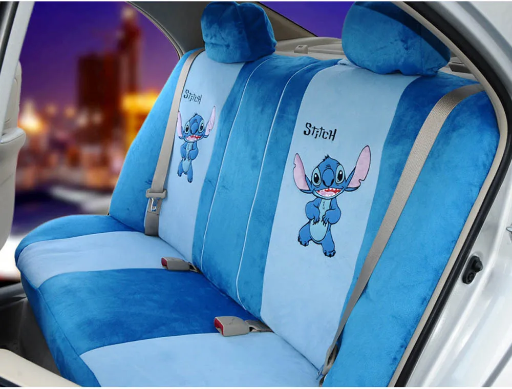 Cartoon stich autositzbezüge set 20 s blau auto lenkradabdeckung auto  kopfstütze auto sitzbezüge universal - AliExpress