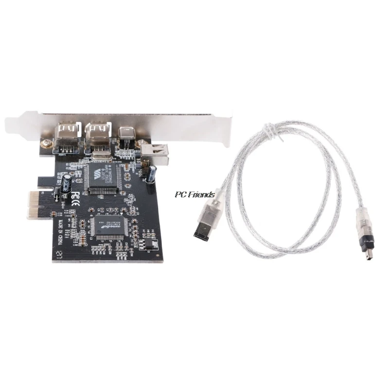 

PCI-e 1X IEEE 1394A 4 Port(3+1) Firewire Card Adapter 6-4 Pin Cable For Desktop PC