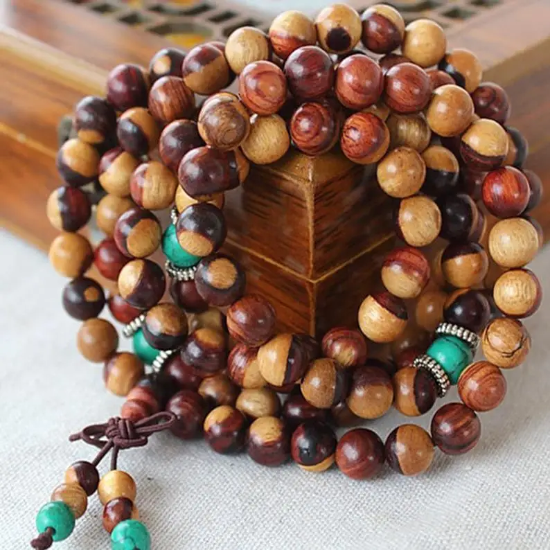 

6mm 8mm Natural Authentic Red Sandalwood Beads Loose Mala Beads 108 Beads Meditation Prayer Beads Japa Mala Buddha