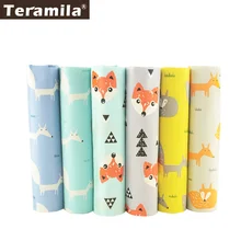 Хлопок teramila Ткань Текстиль мультфильм Животные 6 видов конструкций шитье 40x50 см DIY лоскутное жир четверть комплект метр Telas