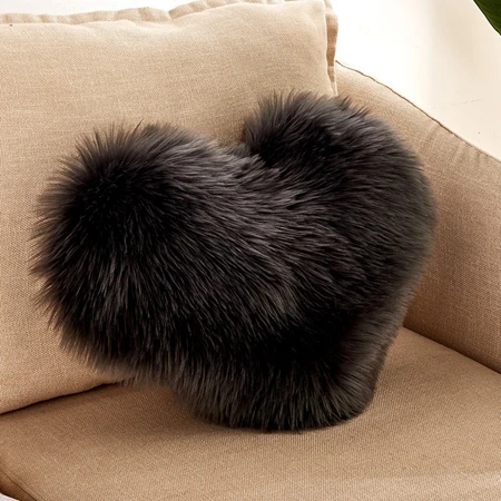 Fluffy Soft Plush Throw Pillow Covers Sofa Car Decor Shaggy Cushion Cover Heart Shaped Faux Wool Fur Decorative Pillows Case - Цвет: Cushion cover16