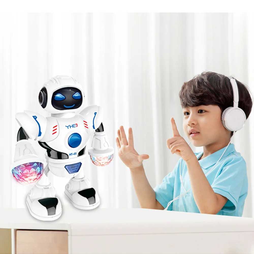 Intelligent Mini robot electronic Fun Robot Dancing Children Electric Universal Light Music Model Toy Colorful lights plastic PH