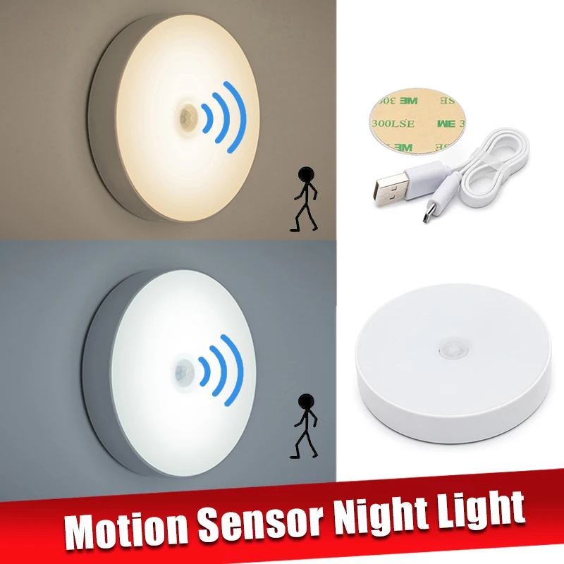 

LED Motion Sensor Night Light 6 LEDs Auto On/Off Wireless Wall Lamp Magnet USB Rechargeable for Stairs Bedroom Cabinet Wardrobe
