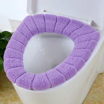 

Polyester Bathroom Toilet Seat Cover Thick Washable Comfortable Closestool Protector Cover Elastic Reusable Toilet Seat Cover