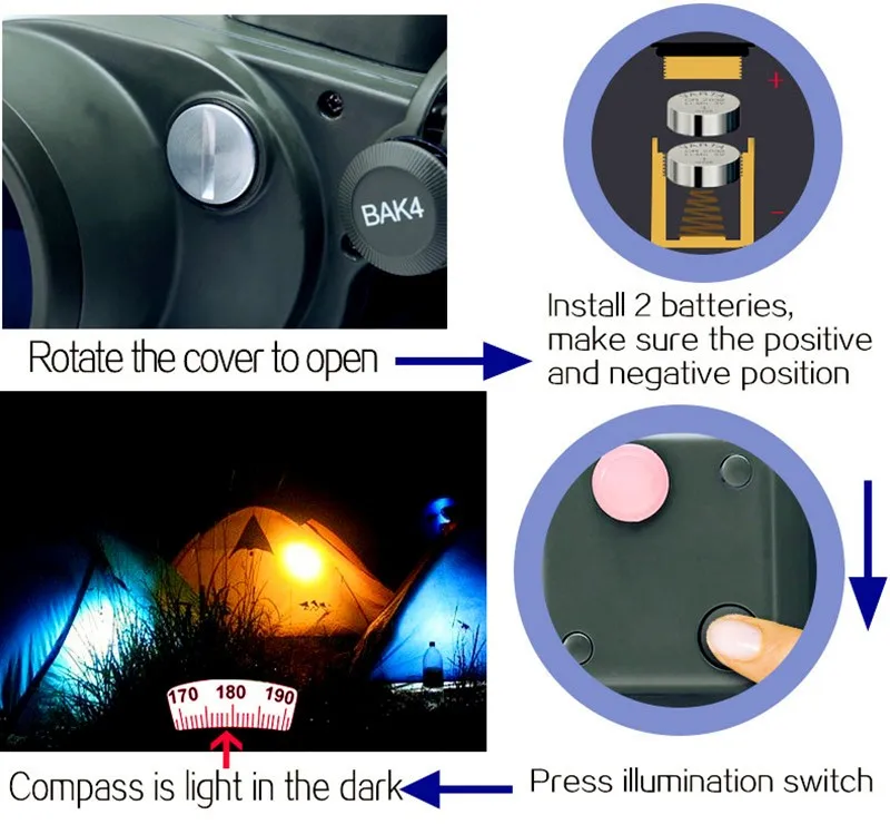 Binóculos do Exército à Prova Noturna de Alta Dwaterproof Água Marinha Profissional Digital Bússola Caça Telescópio Lll Visão Potência 10x50 13 água marinha profissional digital bússola caça telescópio
