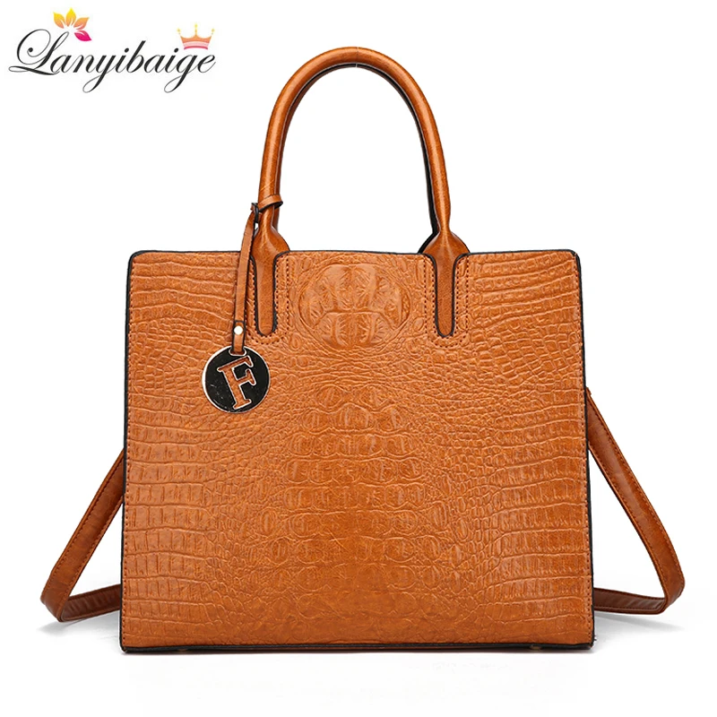 

LANYIBAIGE 2018 Women Crocodile Pattern Handbag Designer Leather Large Shoulder Bag Female Fashion Messenger Bag Totes Bolsas