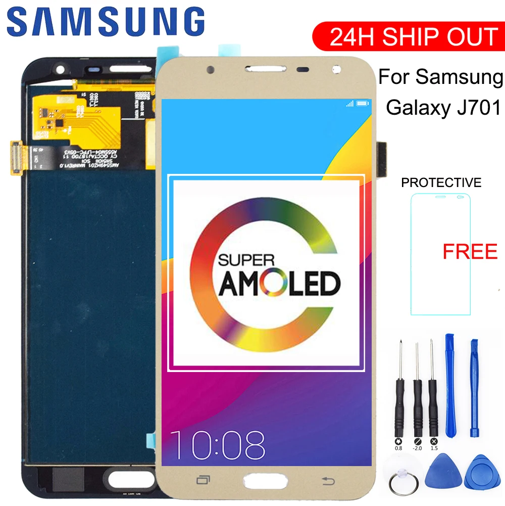 

Sensor Replacement LCDs For Samsung Galaxy J7 neo J701 J701F J701M J701MT AMOLED Phone LCD Screen Display With Touch Digitizer
