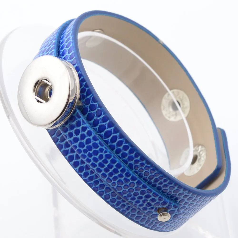 Adjustable size PU leather Bracelets, For Women Fit 18mm DIY Button