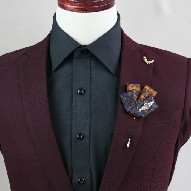 Mdiger Fashion Multi Color Flowee Men Brooches Lapel Pins Leaf Collar