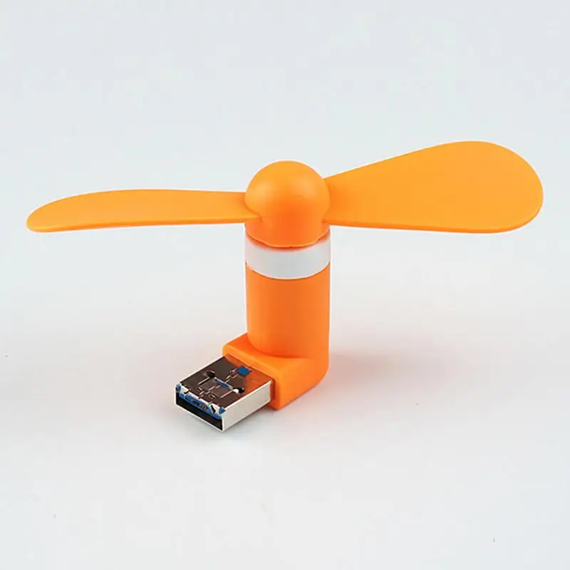 orange Мини USB вентилятор для Android Мобильные телефоны лэптоп ПК портативный usb-вентилятор с USB и портами Micro usb#2 - Цвет: orange