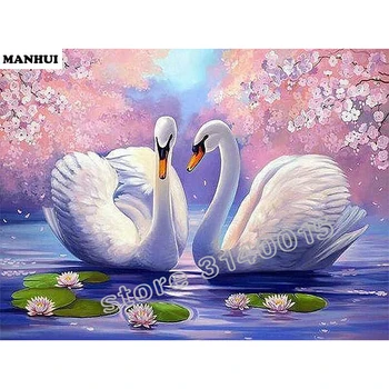 

Diy square drill diamond painting cross stitch mosaics Full 100% cover embroidery A pair of swans diamond embroidery BFC049