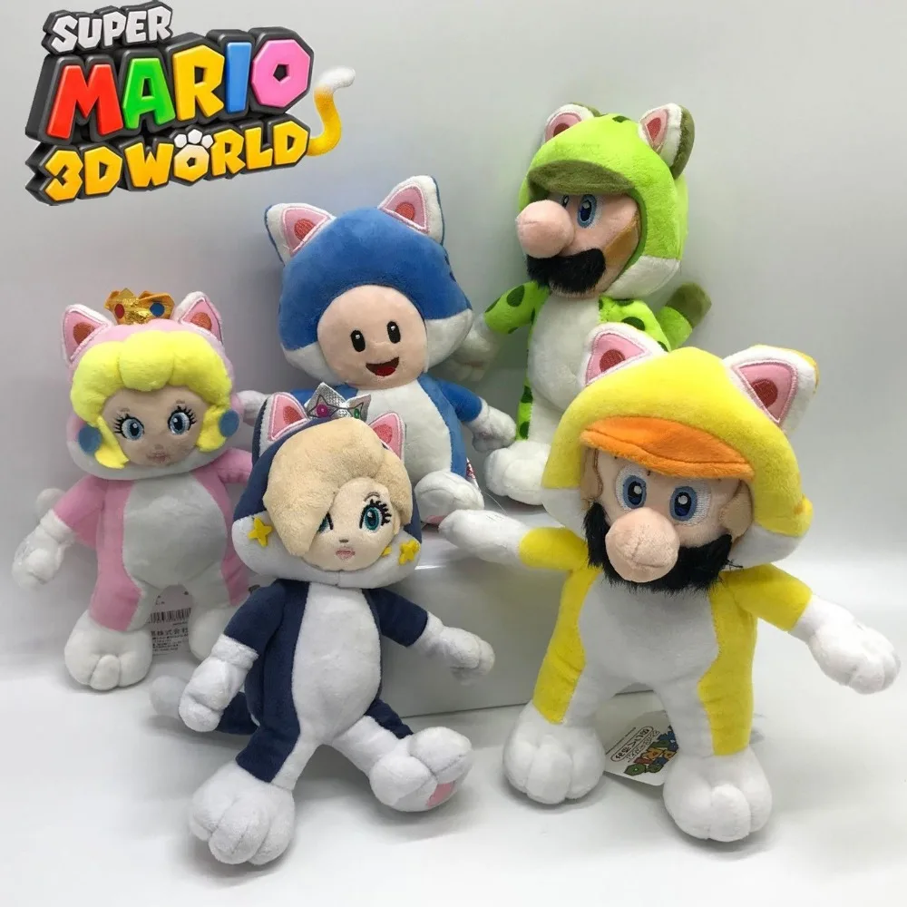 5X Super Mario Cat Mario Luigi Toad Rosalina Peach Plush Doll Soft Toy Teddy 9" 