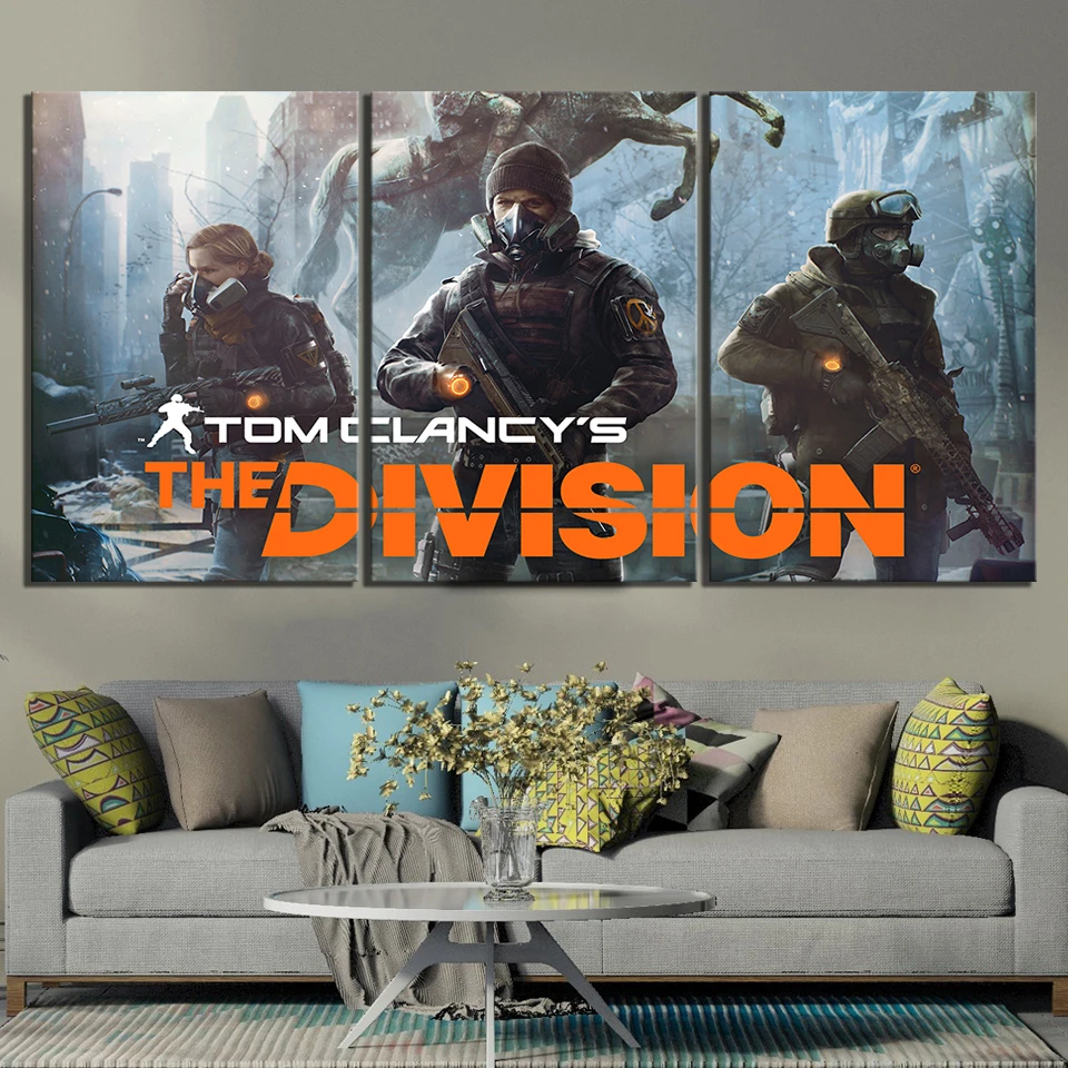 3 шт. HD Solider картины Tom Clancys The Division Shoot Game плакаты постеры художественное полотно