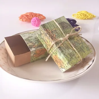 

50pcs/lot DIY Casamento World Map Wedding Favors Boxes Chocolate Candy Boxes for Guests Wedding Favors Xmas Gift Packaging Bag