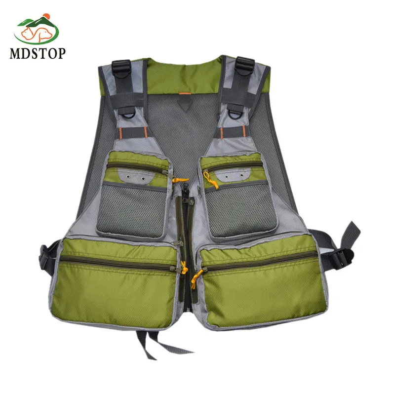Adjustablable Quick Dry Net Fly Fishing Vest 14 Pockets Mesh Jacket