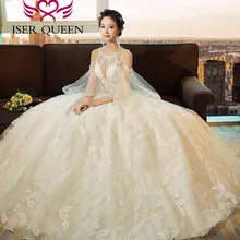 Принцесса стильный жемчуг с вырезом, украшенным бусинами колпак свечи зажигания рукав свадьба в европейском стиле платье бальное платье кружево цвета слоновой кости WX0133