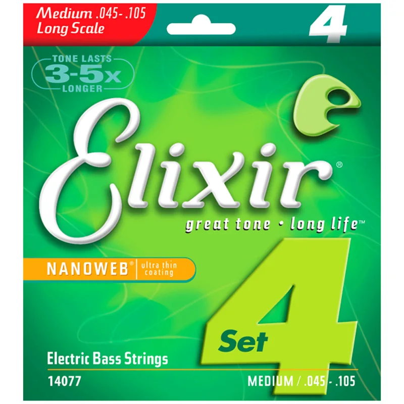 

Elixir 14077 Nanoweb Coating Electric Bass Strings 4 String Medium (.045 .065 .085 .105)