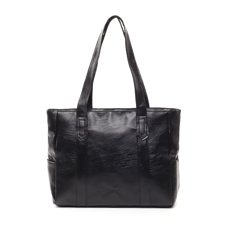 

Fashion Trend Women Tote Bag Oil Wax Leather Solid Lady Corssbody Bag Black Shopper Luxury Handbags Women Bags Designer 2019 New