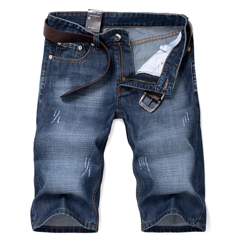 Мужские синие Стрейчевые джинсовые шорты короткие джинсы высокого качества