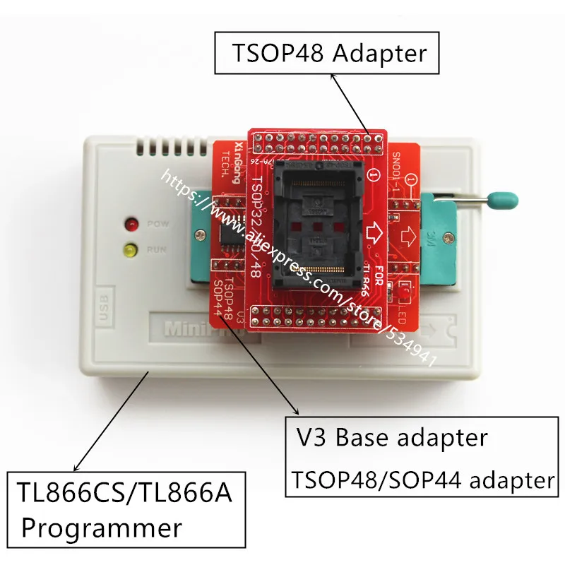 

TSOP32 TSOP40 TSOP48 + TSOP48/SOP44 V3 Board for TL866CS / TL866A/ TL866II Plus universal programmer usb only