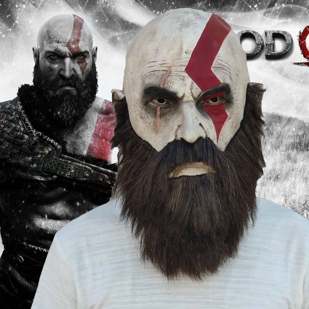 Игра God Of War 4 маска с бородой Косплей Кратос ужас латексные маски шлем Хэллоуин Страшные вечерние реквизиты Новинка Прямая поставка