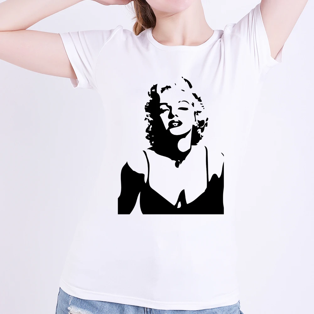 Женская футболка Marilyn Monroe белая с короткими рукавами Модальная летняя одежда