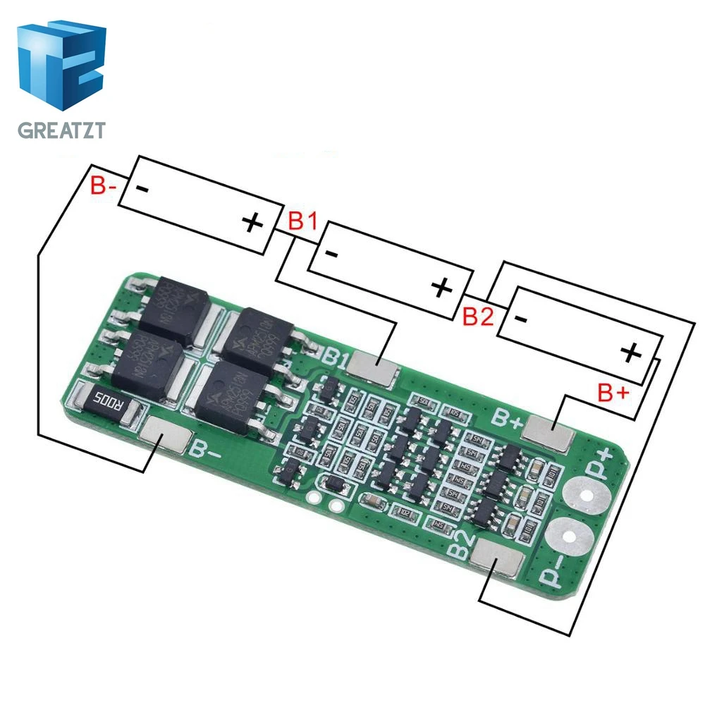 

GREATZT 3S 20A Li-ion Lithium Battery 18650 Charger PCB BMS Protection Board For Drill Motor 12.6V Lipo Cell Module 64x20x3.4mm