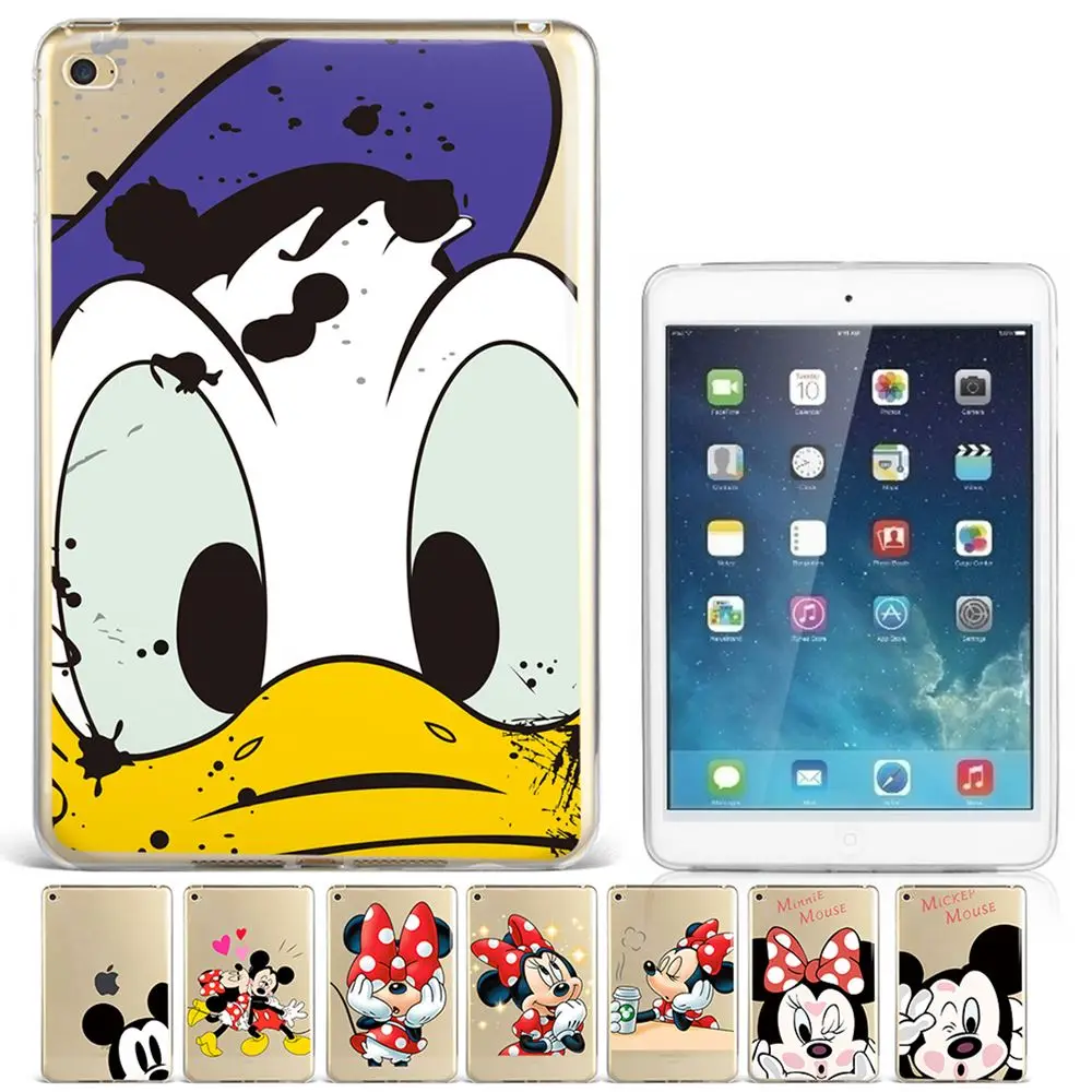 

Lovely Cartoon Mickey Mouse Minnie Donald Duck Protective TPU Silicone Soft Tablet Case Cover For Apple iPad 2 3 4 Generation
