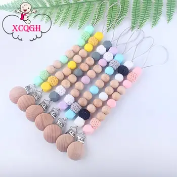 

XCQGH Wooden Pacifier Chain Anti-lost Chain Clip Baby Molar Chain Safety And Environmental Protection Baby Pacifier Chain Clip